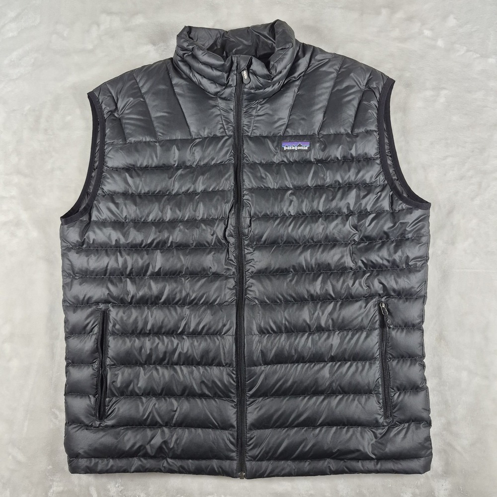 Patagonia Down Sweater Vest Men's Large Black Puffer Zip Goose Fill Casual 84621